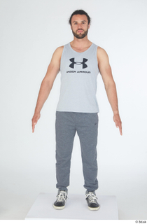 Simeon dressed grey joggers grey sneakers grey tank top sports…